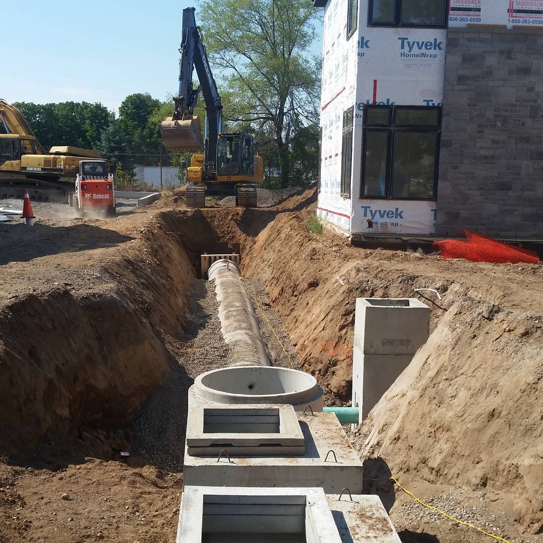 Precast concrete used in storm sewer construction in Burlington