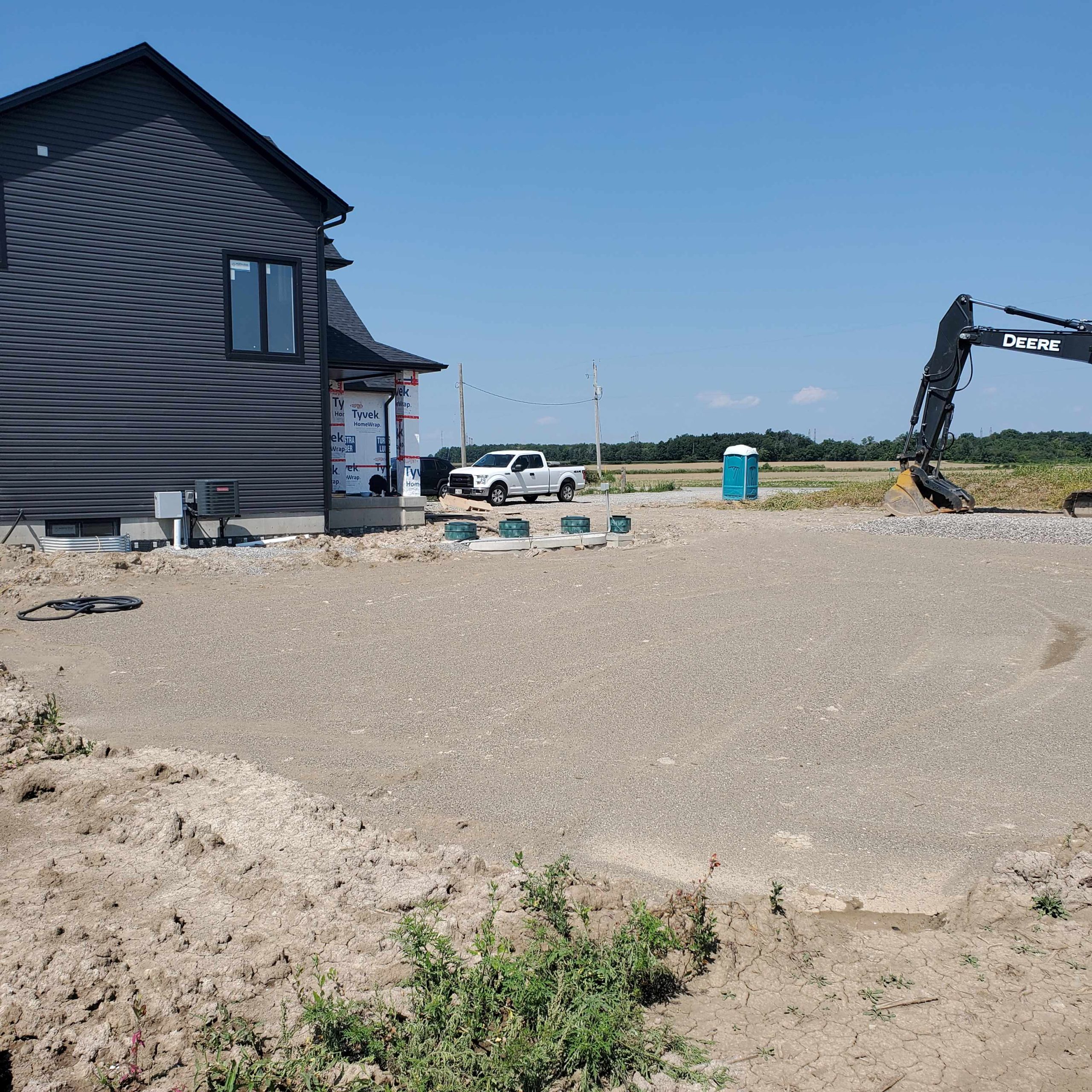 Alpha Ex installing sand septic bed and Bionest treatment units for new home in Haldimand