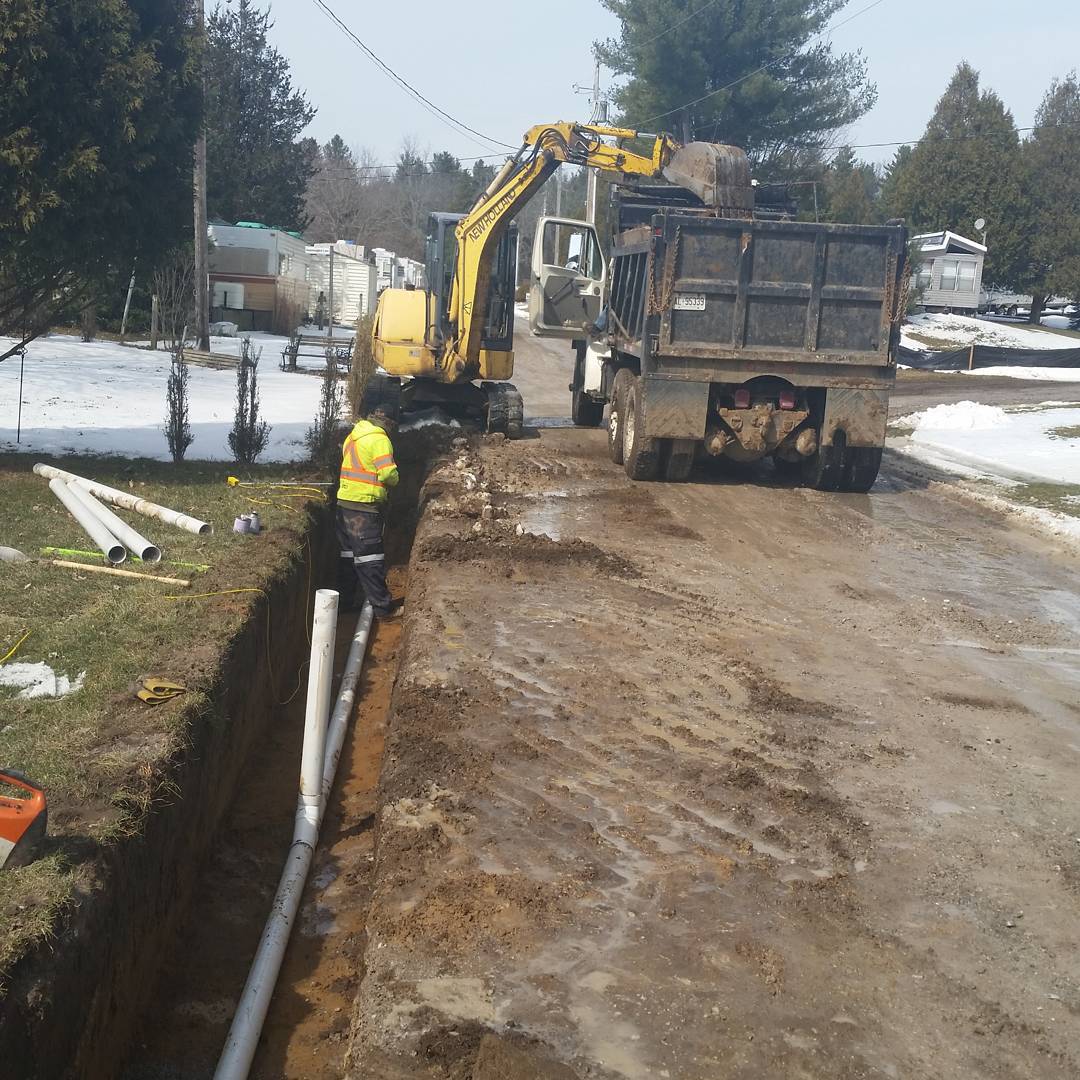 Sanitary sewer or septic collection lines in Norfolk servicing single units or multiple homes.